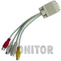 Kabel połączeniowy VGA wtyk  – S-Video/SVHS gniazdo + 3RCA gniazdo / KM4